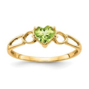 10k Yellow Gold  Polished Genuine Peridot August Birthstone Ring (Size 7)